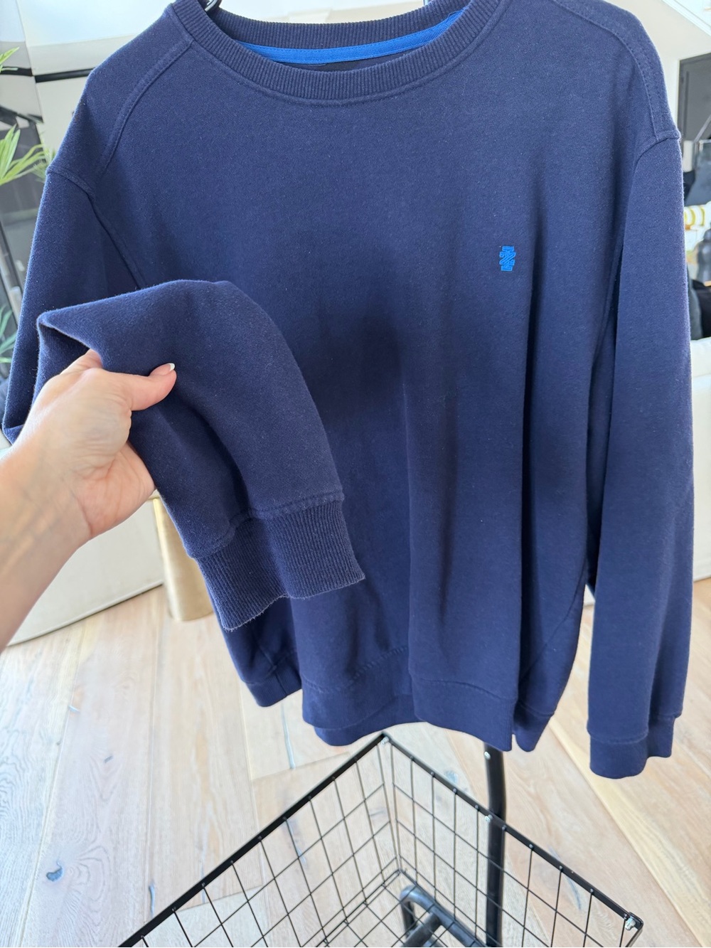 Izod Men's Navy Crewneck Sweater with Blue Logo